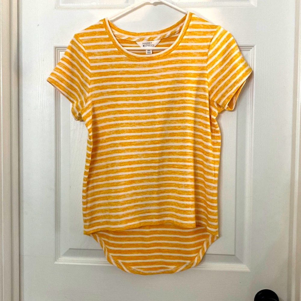 Stitch Fix Market Spruce Knit Top XS Petite xsp yellow and white striped